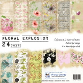 Whimsy Stamps - Floral Explosion 6 x 6 Papers - Paper Packs and Enamel Dots