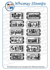 Whimsy Stamps - The Fun Life Tickets 2 - Sentiments Collection