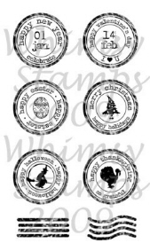 Whimsy Stamps - Holiday Circle Postmarks - Sentiments Collection