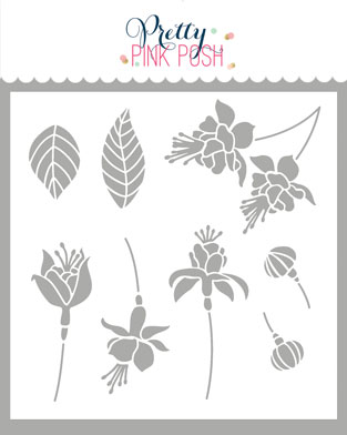 Pretty Pink Posh - Flourishing Fuchsias Stencil