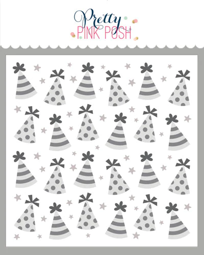 Pretty Pink Posh - Layered Party Hats Stencil (4Lyr)