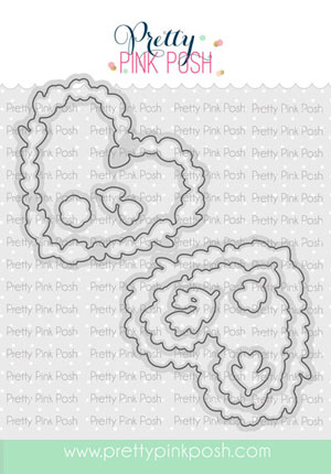 Pretty Pink Posh - Large Floral Hearts Coordinating Die Set