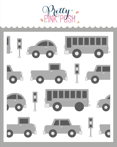 Pretty Pink Posh - Layered Cars Stencil