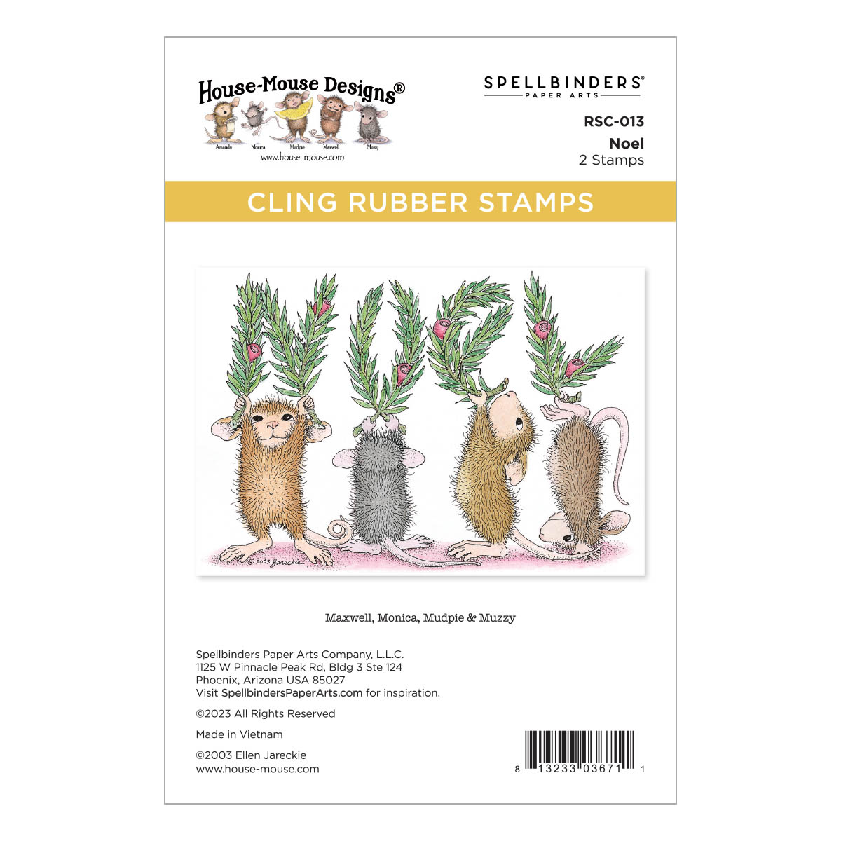 Spellbinders - Noel Cling Rubber Stamp Set from the House-Mouse Holiday Collection