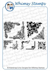 Whimsy Stamps - Vintage Fancy Corners - Sentiments Collection