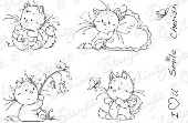 Whimsy Stamps - Wee Stamps - Playful Kittens - Wee Stamps
