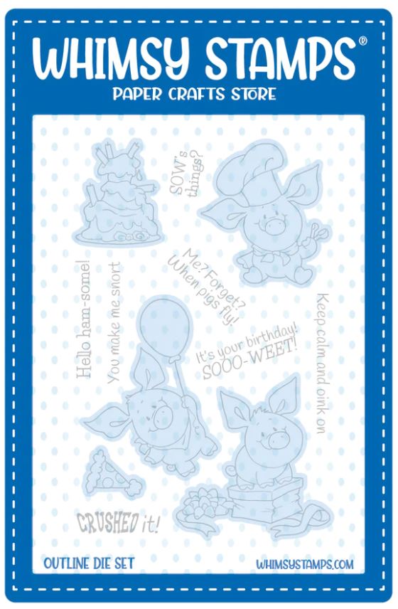 Whimsy Stamps - Piggies Crushed It Outlines Die Set